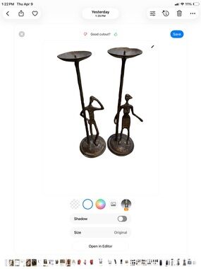 Vintage MCM cast iron brutalist candle holders